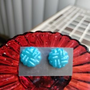 Round Blue earrings-$5 add on